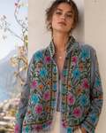 Graue florale Samtjacke